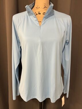 Lands' End Light Blue Women's Long-Sleeve Swim Coverup Top